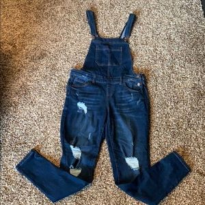 Wax Jean Distressed Overalls